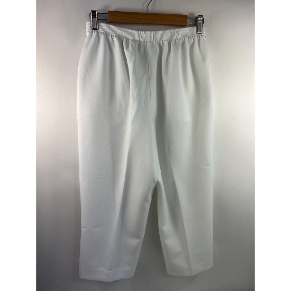 Alfred Dunner Cropped Pants Women's Sz 12 White 3 Button Leg Accents Stretch - Picture 4 of 12